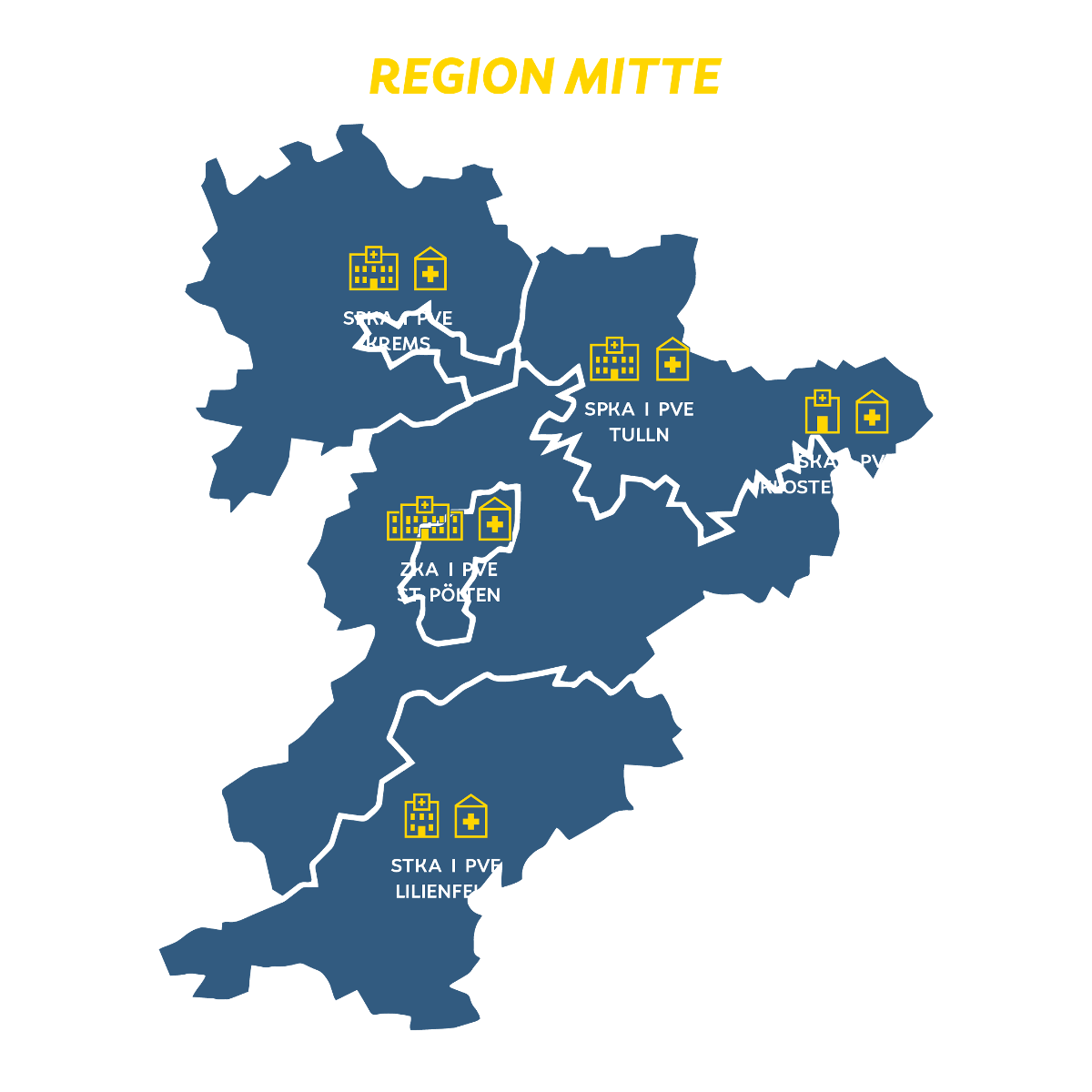 Karte Region Mittte mit eingezeichneten Standorten