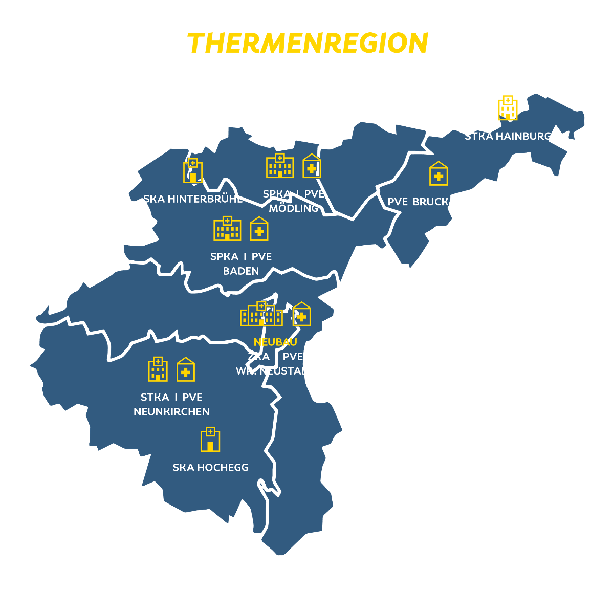 Karte Thermenregion mit eingezeichneten Standorten