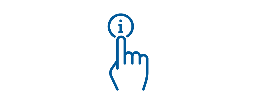 PIktogramm: Hand zeigt auf Info-Symbol