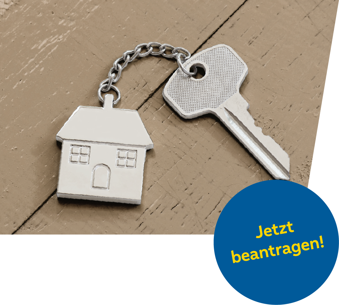 Schlüssel mit kleinem Haus als Schlüsselanhänger; Antrag ab 1. Oktober möglich